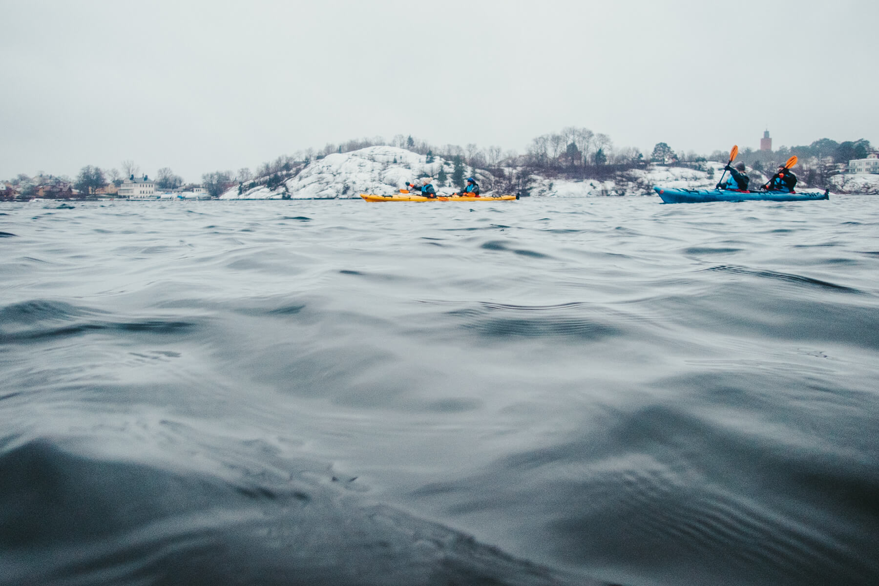 Vaxholm by kayak in winter