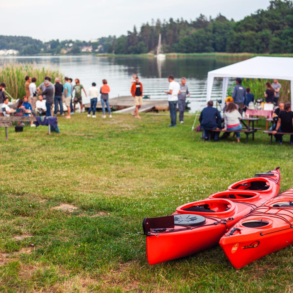 Starting the adventure at our waterfront kayak base