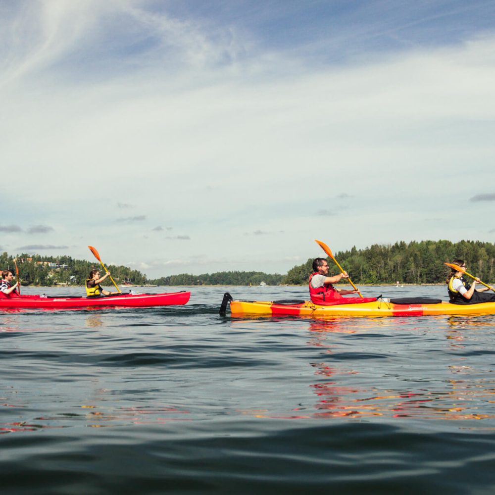 Kayak through the pristine waters, exploring the stunning beauty of the Stockholm Archipelago with every paddle