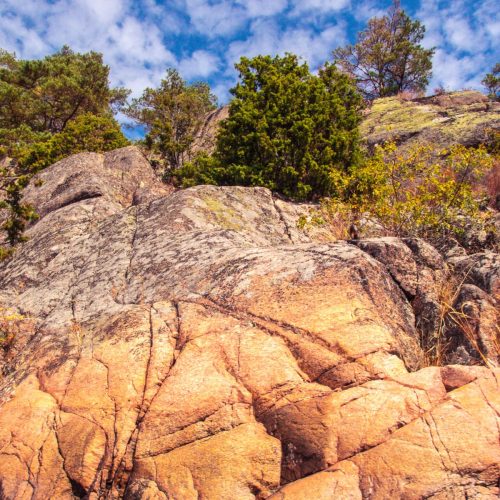 Admiring the stunning, colorful rocks, each with its own unique shape and hue, dotting the shoreline