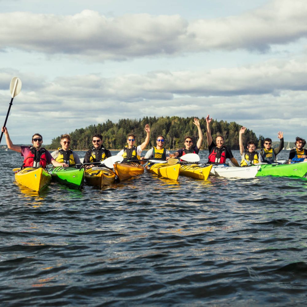 Group mastering kayaking techniques under the guidance of our experienced instructors