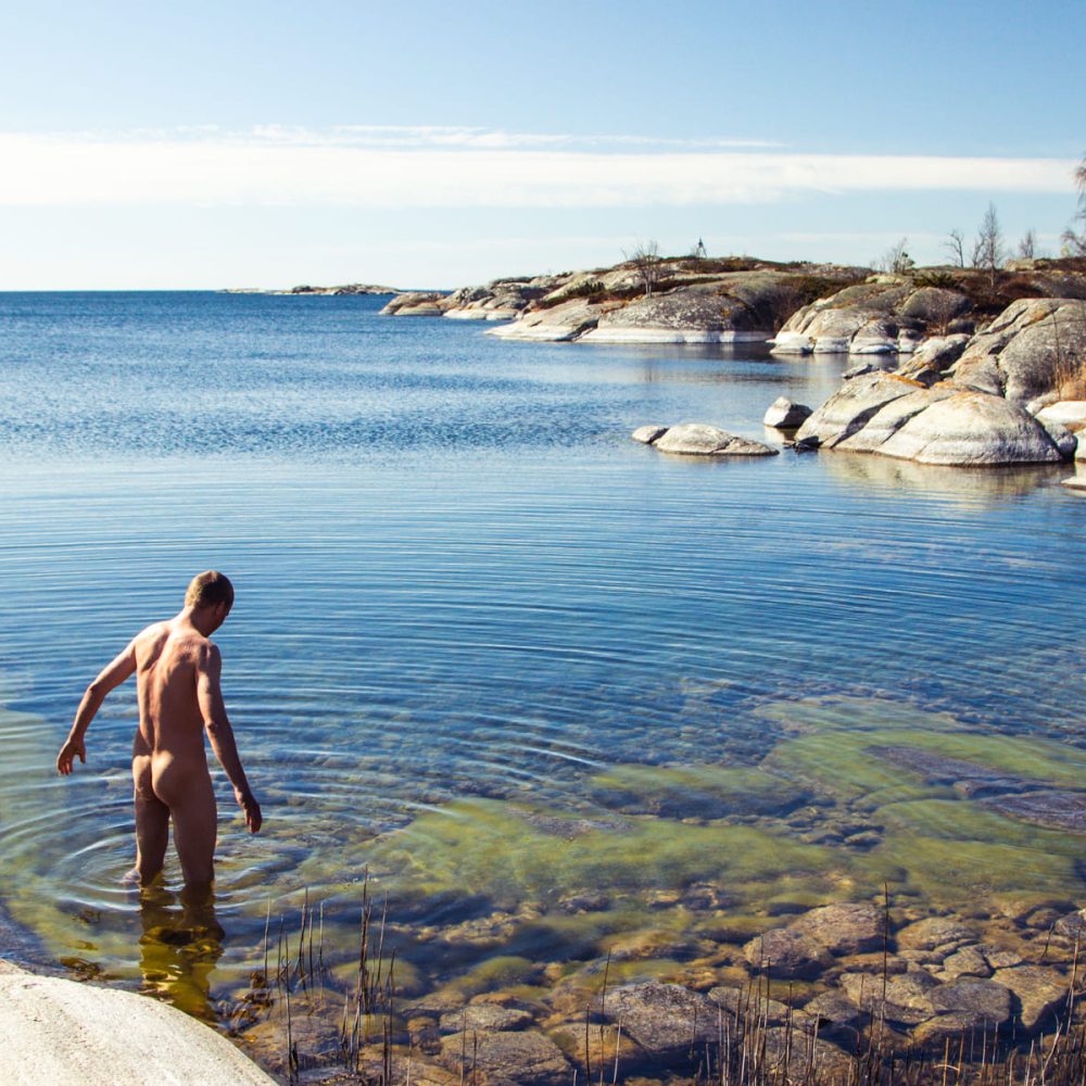 At One with Nature: Morning Dip in the Sea, Majestic Coastline of the Archipelago