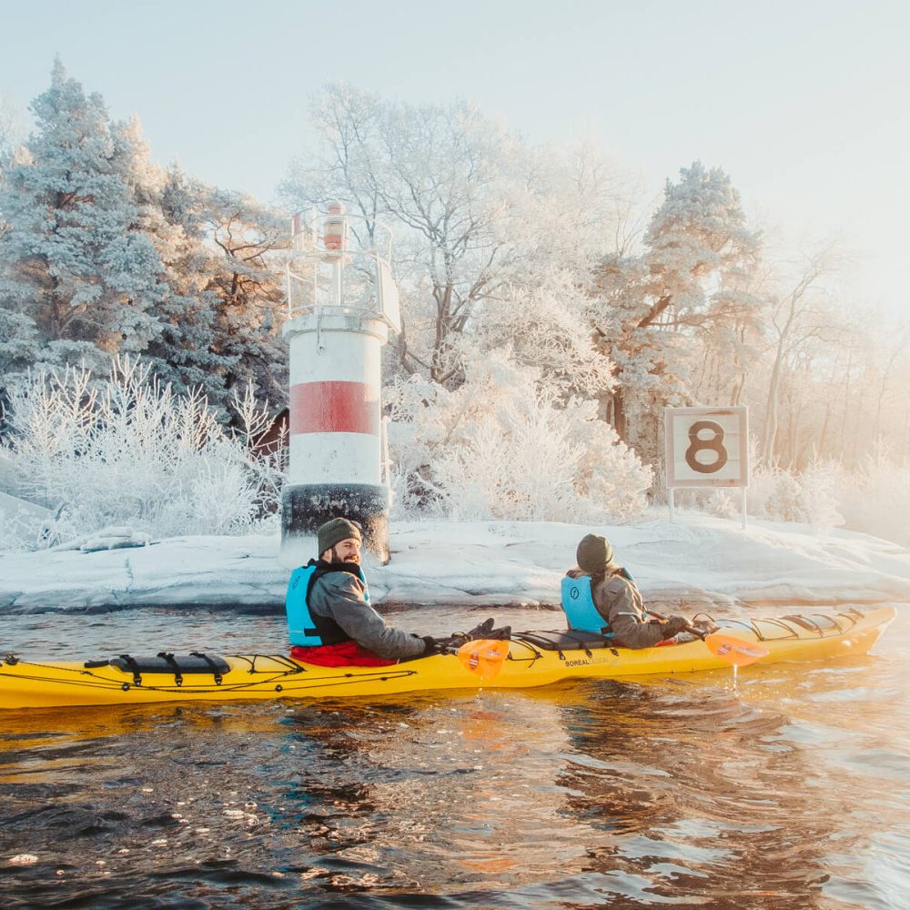 Kayak d'hiver Archipel de Stockholm